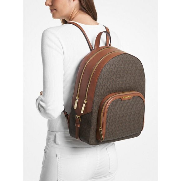 New Michael Kors Jaycee Large Logo Backpack Brown